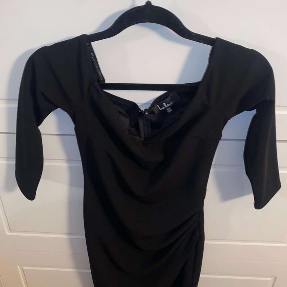 Lulu's Black Bodycon Mini Dress with Sweetheart Neckline